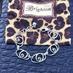 Brighton Rock N Scroll Bracelet Silver Plated‎ Link  Heart Adjustable Retired
